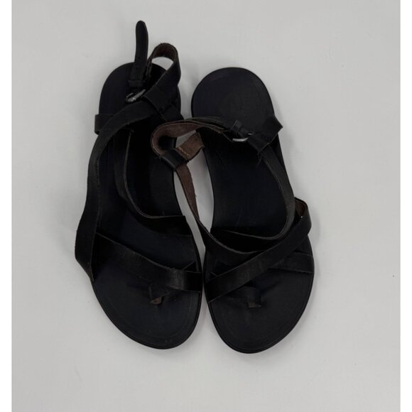 Olukai Womens Upena Beach Sandals Black Leather US W7 EUR 37 Rubber Outsole - Picture 2 of 10